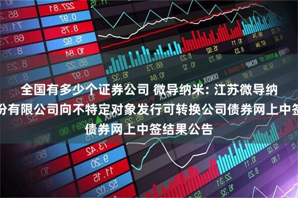 全国有多少个证券公司 微导纳米: 江苏微导纳米科技股份有限公司向不特定对象发行可转换公司债券网上中签结果公告